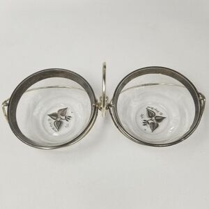 Vintage Silver Overlay Bowls Georges Briard Signed Double Glass Silver Caddy